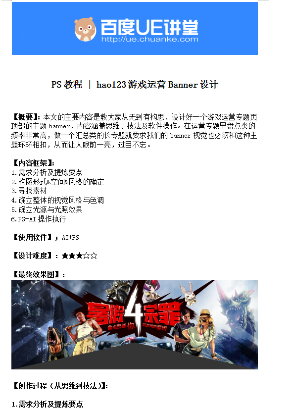 PS教程-hao123游戏运营Banner设计_美工教程-小栈资源网