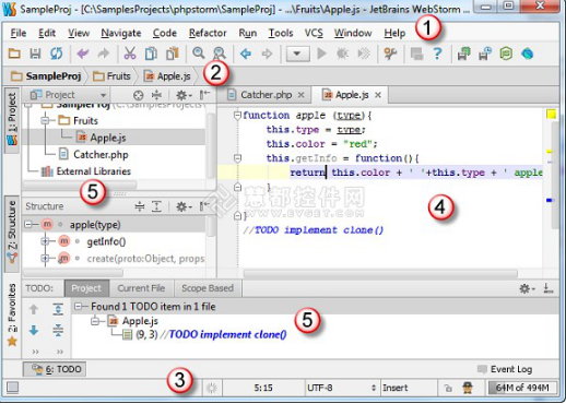 javascript开发工具WebStorm教程 用户界面简介 中文_前端开发教程-小栈资源网