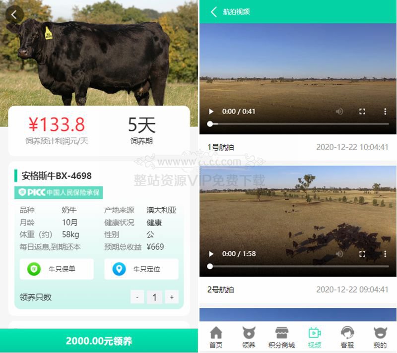 亲测牧场养牛系统带积分商城+大转盘抽奖系统+会员特权-小栈资源网