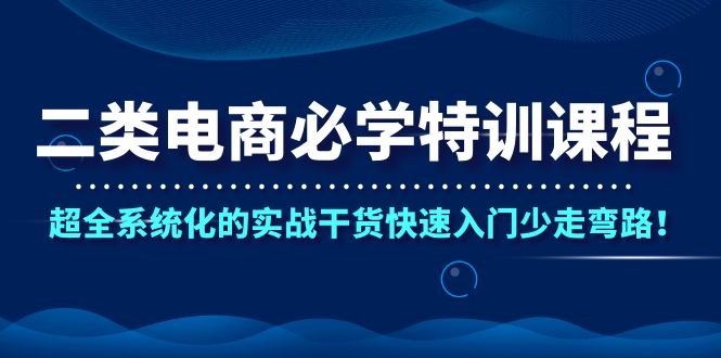 二类电商必学特训课程，超全系统化的实战干货快速入门少走弯路！-小栈资源网