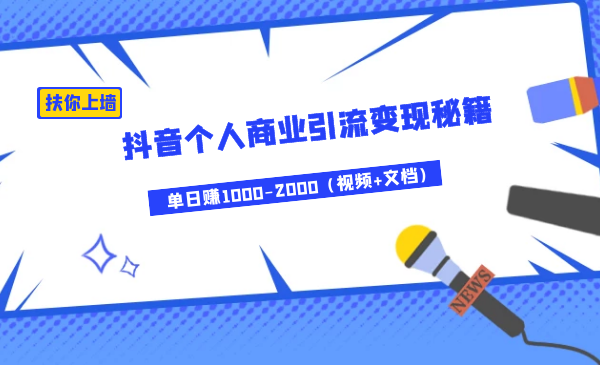 月入3W+扶你上墙，抖音个人商业引流变现秘籍，单日赚1000-2000（视频+文档)-小栈资源网