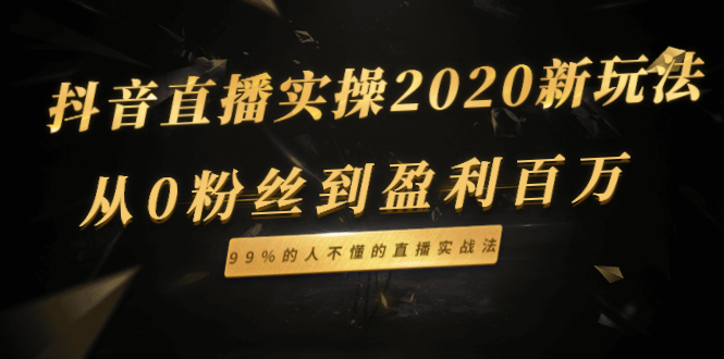 抖音直播实操新玩法：从0粉丝到盈利百万，99%的人不懂的直播实战法-小栈资源网