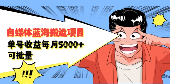 自媒体蓝海搬运项目：单号收益每月基本都可以达到5000+，可批量-小栈资源网