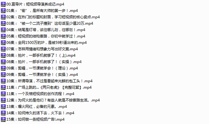 短视频创作课15集-小栈资源网