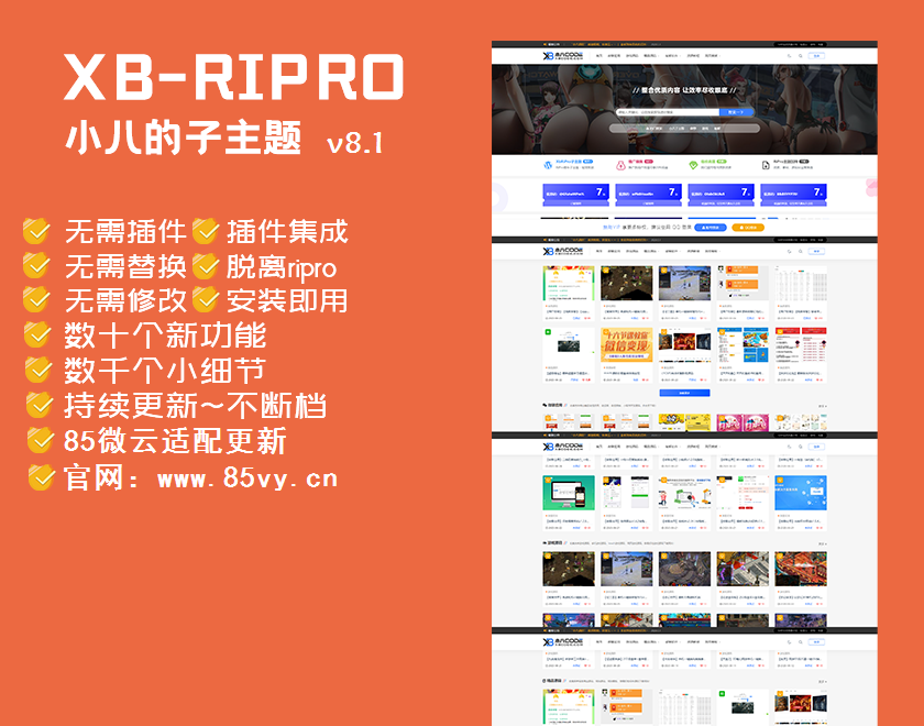 【RiPro子主题】小八子主题v8.1，极致美化，功能超乎所想-小栈资源网