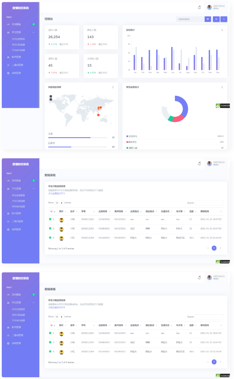 校园疫情防控进出登记thinkphp管理系统源码-小栈资源网