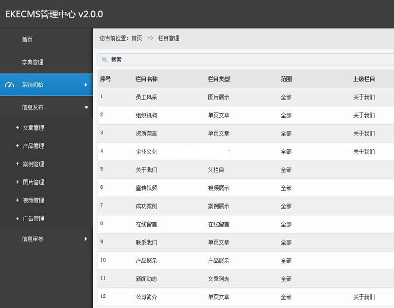 EKECMS网站管理系统(电脑端 手机端) v2.1.9-小栈资源网