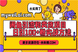 闲鱼引流和卖货项目：日引100+粉实战方法-小栈资源网