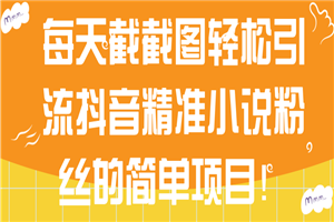 每天截截图轻松引流抖音精准小说粉丝的简单项目！【视频教程】-小栈资源网