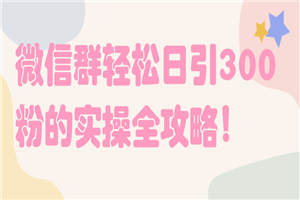 微信群轻松日引300粉的实操全攻略！【视频教程-小栈资源网