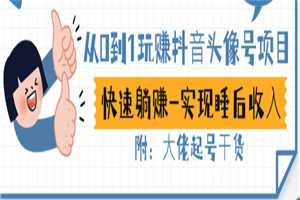 从0到1玩赚抖音头像号：快速躺赚-实现睡后收！附：大佬起号干货！-小栈资源网
