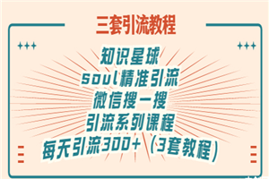 知识星球+soul+微信搜一搜，引流系列课程，每天300+精准粉-小栈资源网
