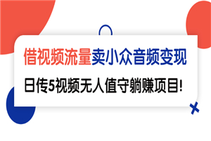 借视频流量，卖小众音频变现，日传5视频无人值守躺赚项目-小栈资源网