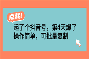 起了个抖音号，第4天爆了！操作简单，可批量复制-小栈资源网