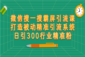 微信搜一搜霸屏引流课，打造被动精准引流系统 日引300行业精准粉-小栈资源网