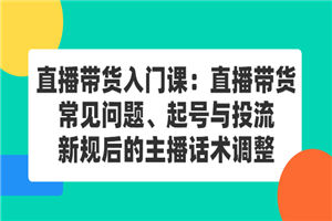 直播带货入门课：直播带货常见问题、起号与投流、新规后的主播话术调整-小栈资源网