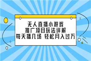 无人直播小游戏推广项目玩法详解，每天播几场，轻松月入过万+-小栈资源网