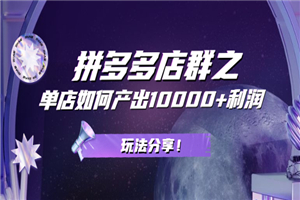 拼多多店群之：教你单店如何产出10000+利润，玩法分享-小栈资源网