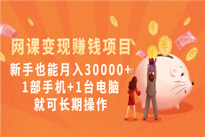 网课变现赚钱项目：新手也能月入30000+1部手机+1台电脑就可长期操作-小栈资源网