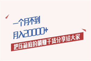 月入20000+的压箱底干货，开启躺赚的模式分享给你-小栈资源网