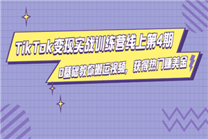 TikTok变现实战训练，0基础教你搬运视频，获得热门赚美金-小栈资源网