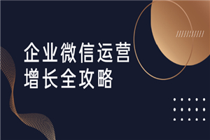 企业微信运营增长全攻略：引流+裂变+运营+成交（16节体系课）-小栈资源网