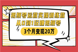 视频号运营实操训练营：从0到1玩赚视频号，3个月变现20万-小栈资源网
