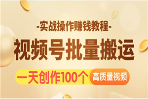 视频号批量运营实战操作赚钱教程，让你一天创作100个高质量视频-小栈资源网