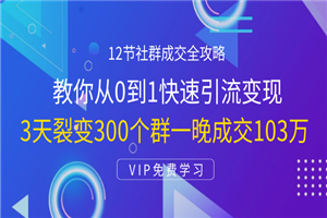12节社群成交全攻略：从0到1快速引流变现，3天裂变300个群一晚成交103万-小栈资源网
