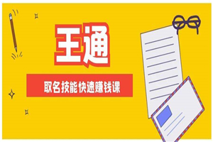 王通：不要小瞧任何一个小领域，取名技能快速赚钱，年赚2000W+利润-小栈资源网
