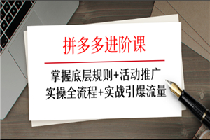 拼多多进阶课 掌握底层规则+活动推广+实操全流程+实战引爆流量-小栈资源网