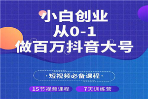 小白创业从0-1做百万抖音大号（全套实战课）-小栈资源网