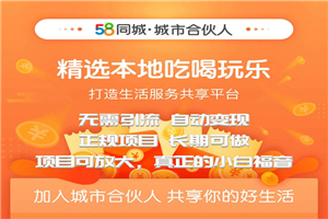 58同城城市合伙人自动赚收益项目，长期稳定，项目可放大-小栈资源网