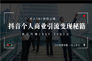 月入3W+扶你上墙，抖音个人商业引流变现秘籍，单日可赚1000-2000元-小栈资源网