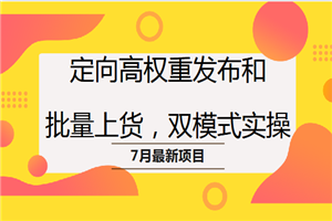 7月项目（2）定向高权重发布和批量上货，双模式实操-小栈资源网