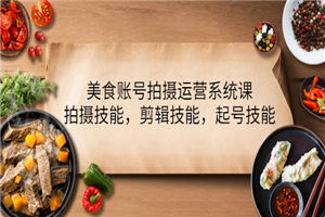 美食账号拍摄运营系统课，拍摄技能，剪辑技能，起号技能（21节课）-小栈资源网