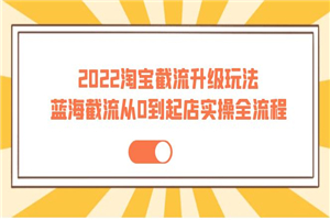 2022淘宝截流升级玩法：蓝海截流从0到起店实操全流程 价值千元！-小栈资源网