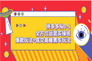 拼多多从0-1全方位运营实操班：爆款玩法+成交高峰黑车玩法（价值1280）-小栈资源网