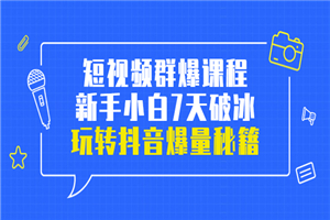 小九归途·短视频群爆课程：新手小白7天破冰，玩转抖音爆量秘籍-小栈资源网