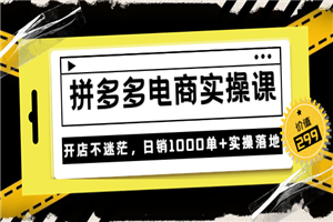 不灭《拼多多电商实操课》开店不迷茫，日销1000单+实操落地（价值299元）-小栈资源网