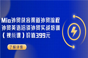Mia外贸获客渠道外贸流程外贸英语洽谈外贸实战培训（视频课）价值399元-小栈资源网