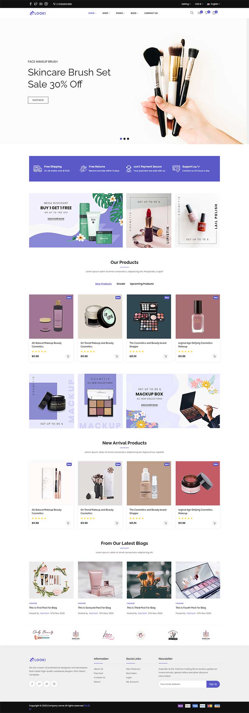 美容化妆品电子商务Bootstrap5模板-小栈资源网