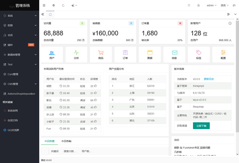 [PHP]FunAdmin后台开发系统 v3.0.1-小栈资源网