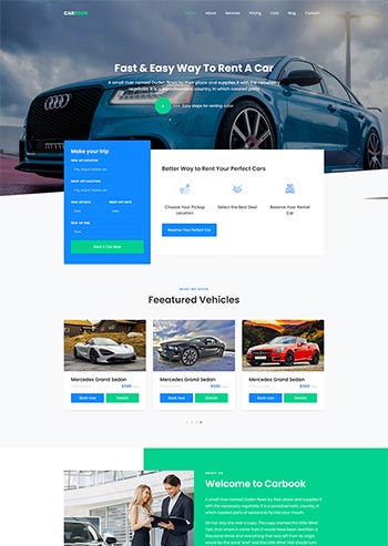Bootstrap4汽车接送租赁服务网站模板-小栈资源网