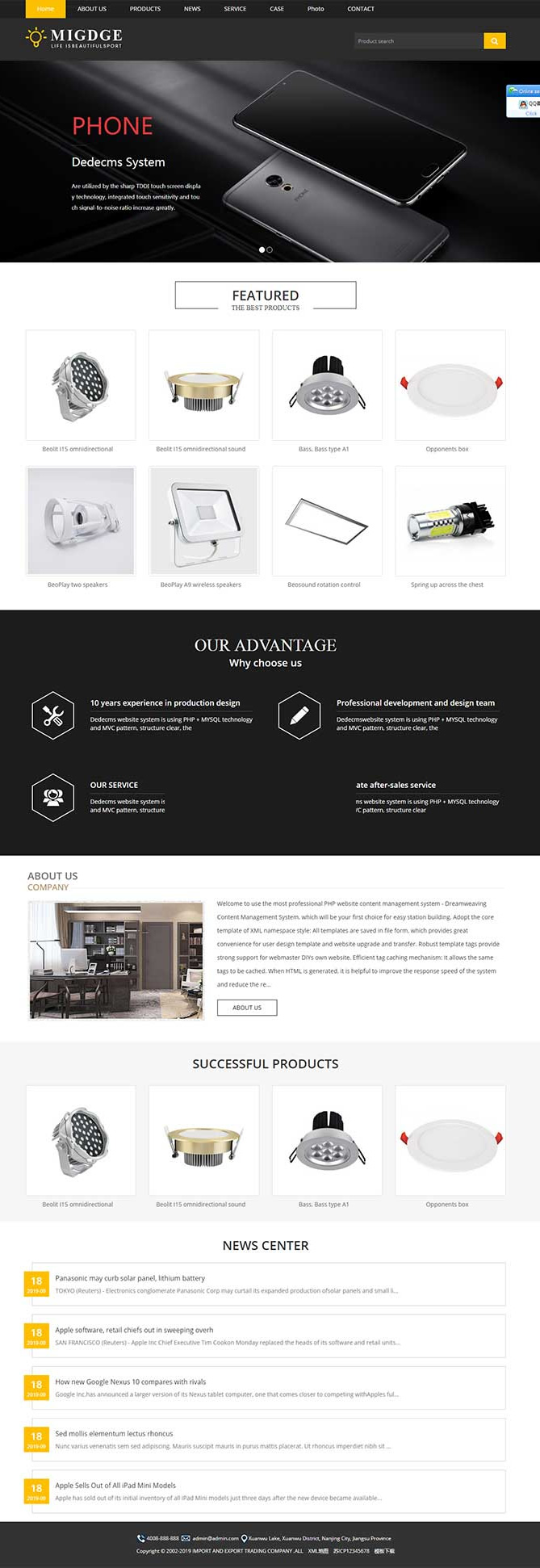 图片[1]-（自适应手机版）响应式灯具网站源码 灯饰产品英文外贸织梦模板-小栈资源网