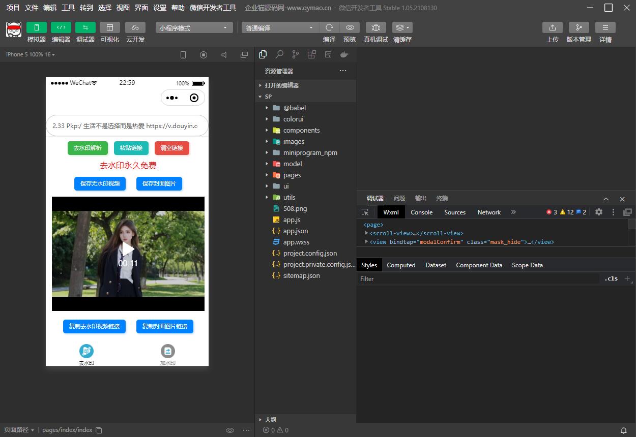 图片[1]-短视频去水印和图片加水印生成微信小程序源码-小栈资源网