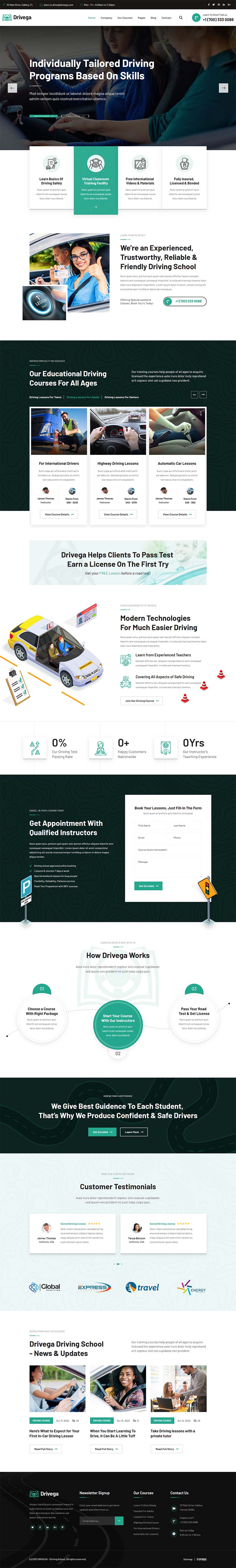 图片[1]-绿色汽车驾校培训企业官网静态HTML模板-小栈资源网