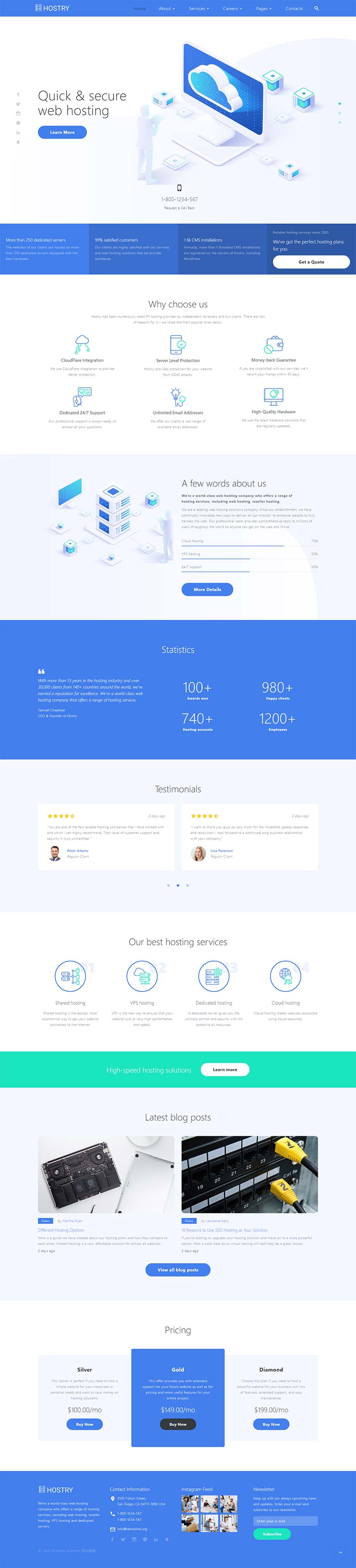图片[1]-web服务器托管公司 IDC虚拟主机运营商官网静态html模板-小栈资源网