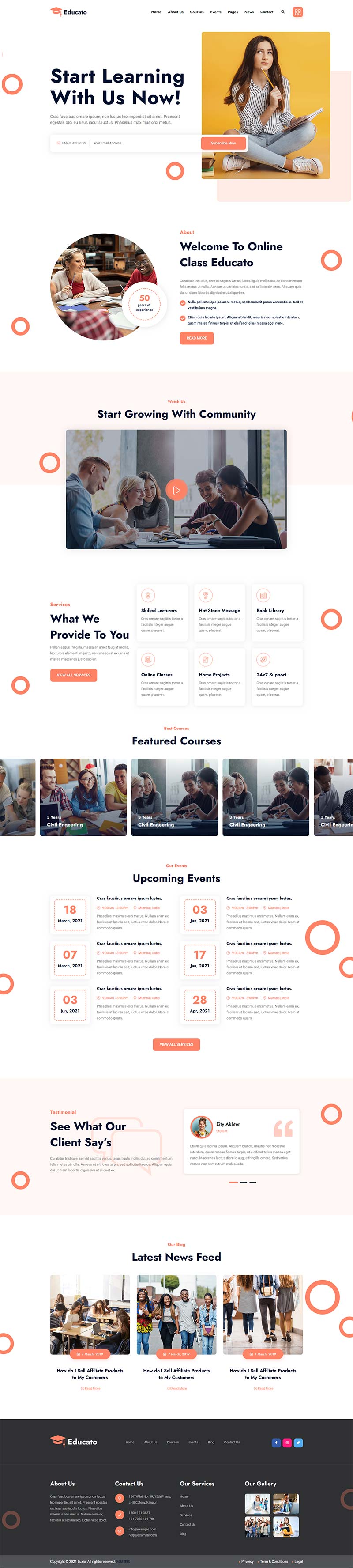 图片[1]-橘黄色响应式html5在线学习教育企业静态网站模板-小栈资源网