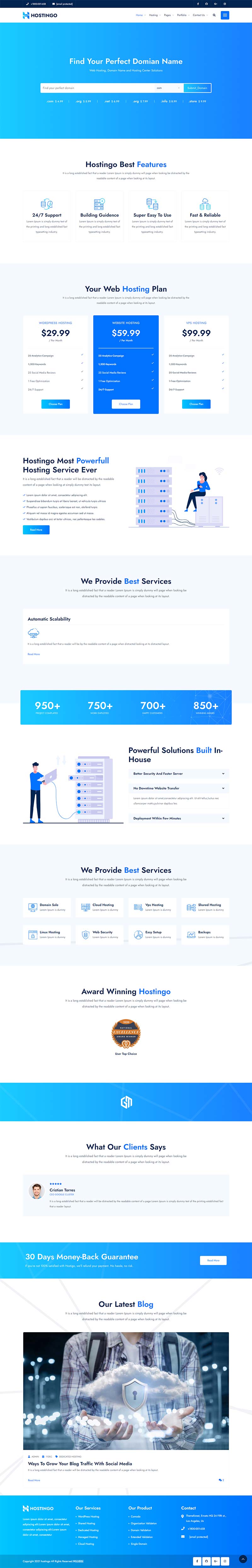 图片[1]-蓝色风格IDC服务器主机托管网站HTML5模板-小栈资源网